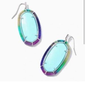 Kendra Scott Featherweight Turquoise String Rainbow Earrings Large NEW BOHO card
